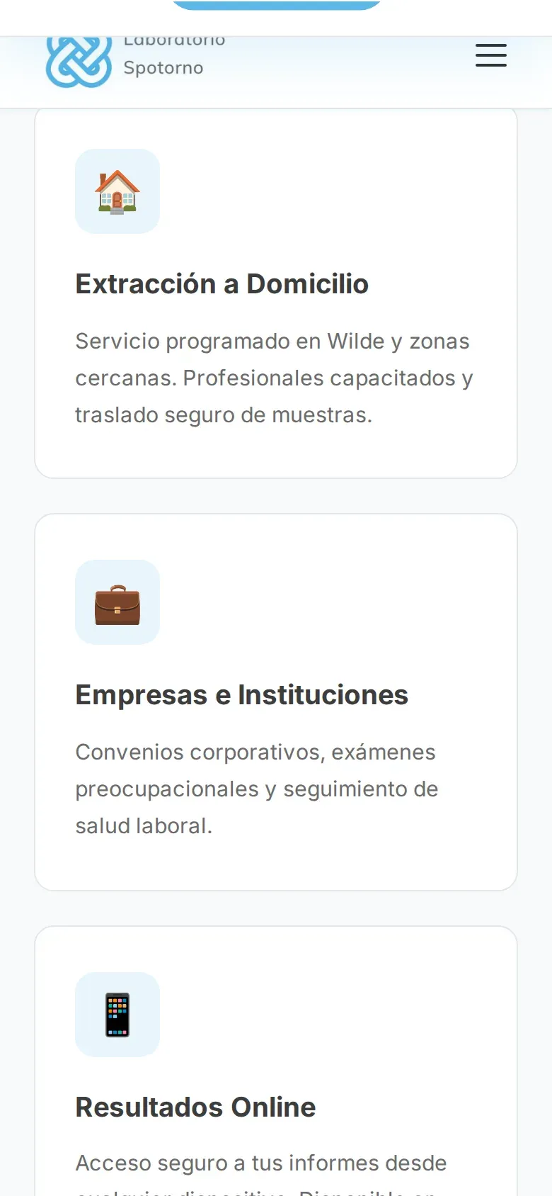 Laboratorio Spotorno — pantalla mobile 3