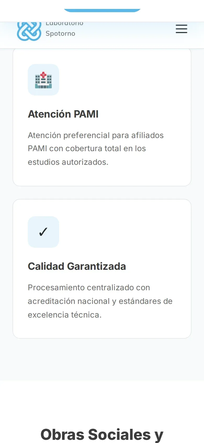 Laboratorio Spotorno — pantalla mobile 4