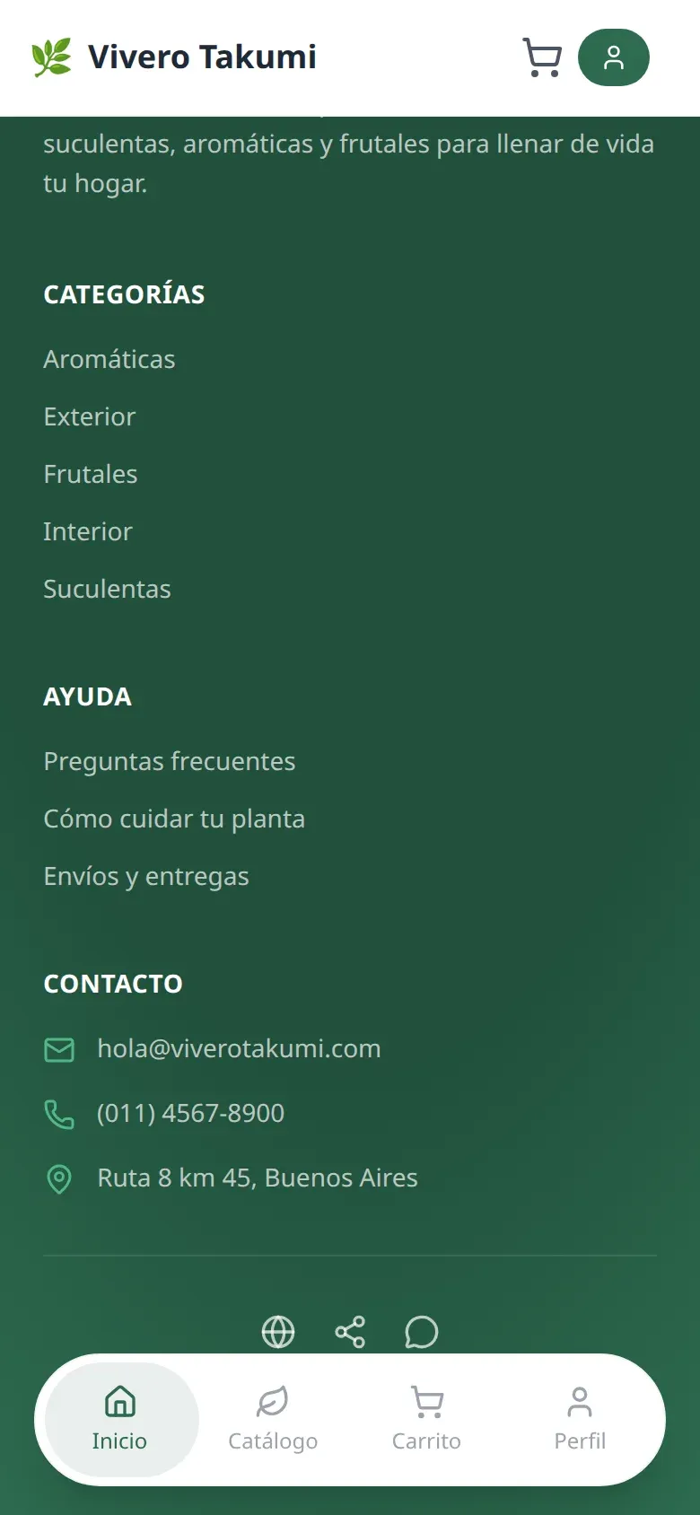 Vivero Takumi - Venta de Plantas y Servicios de Jardinería — pantalla mobile 5