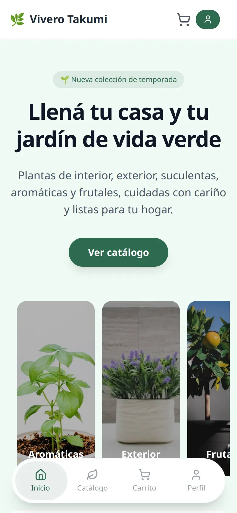 Vivero Takumi - Venta de Plantas y Servicios de Jardinería — pantalla mobile 1
