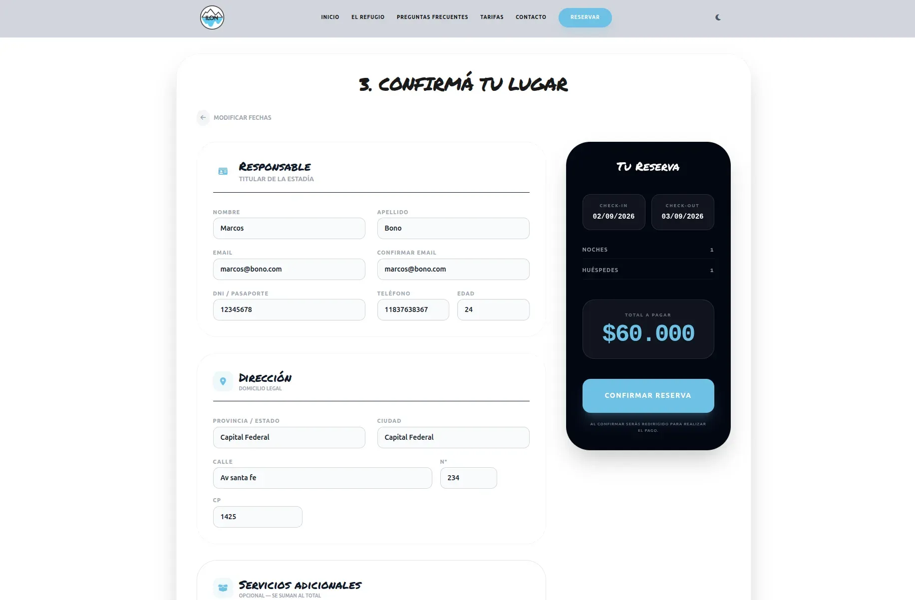 Sistema de Reservas — captura 3